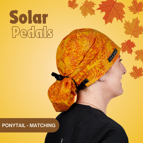 Solar Pedals - Scrub Cap - rae & grace - Ponytail - Matching Top