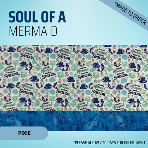 Soul Of A Mermaid - Scrub Cap - rae & grace - Pixie - Made to order Please allow 7-10 days for fulfillment.