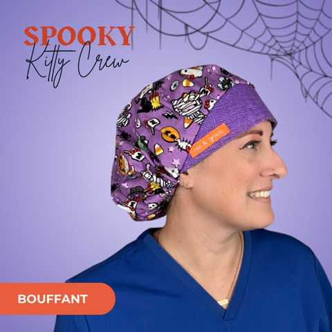 Spooky Kitty Crew  - Scrub Cap - rae & grace - Bouffant