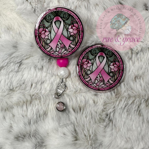 Breast Cancer Ribbon (Stained Glass) - Badge Reel