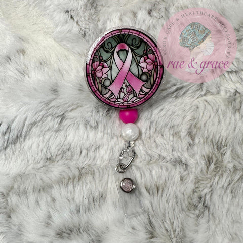 Breast Cancer Ribbon (Stained Glass) - Badge Reel