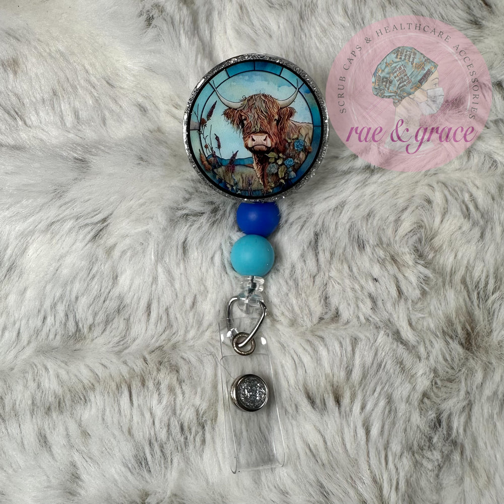 Highland Cow (Stained Glass) - Badge Reel – rae & grace