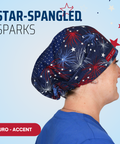 Star-Spangled Sparks - Scrub Cap - rae & grace - Euro - Accent Top