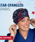 Star-Spangled Sparks - Scrub Cap - rae & grace - Euro - Matching Top