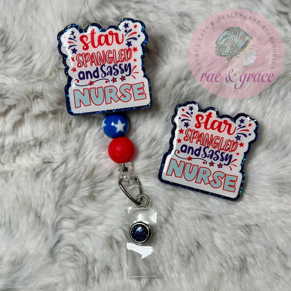 
            
                Load image into Gallery viewer, Star Spangled and Sassy Nurse - Badge Reel
            
        