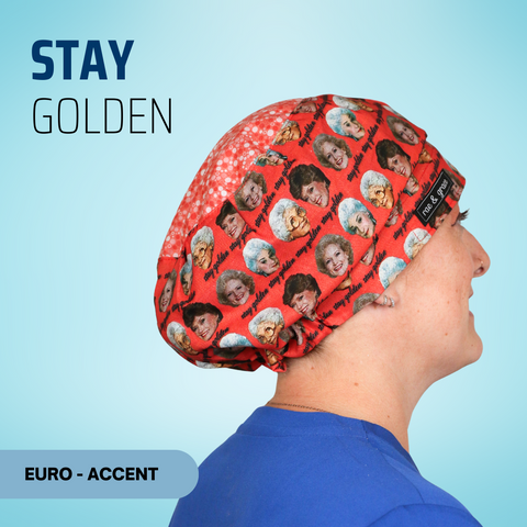 Stay Golden  - Scrub Cap - rae & grace - Euro - Accent Top