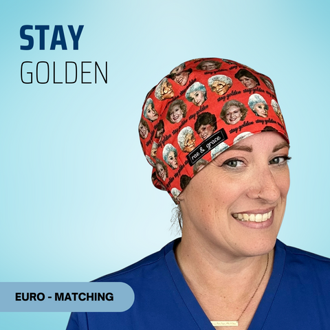 Stay Golden  - Scrub Cap - rae & grace - Euro - Matching Top