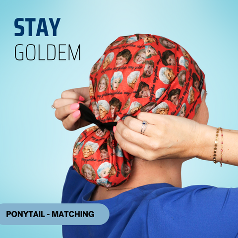 Stay Golden  - Scrub Cap - rae & grace - Ponytail - Matching Top