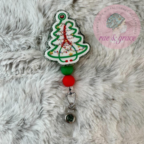 Christmas Tree Stethoscope - Badge Reel