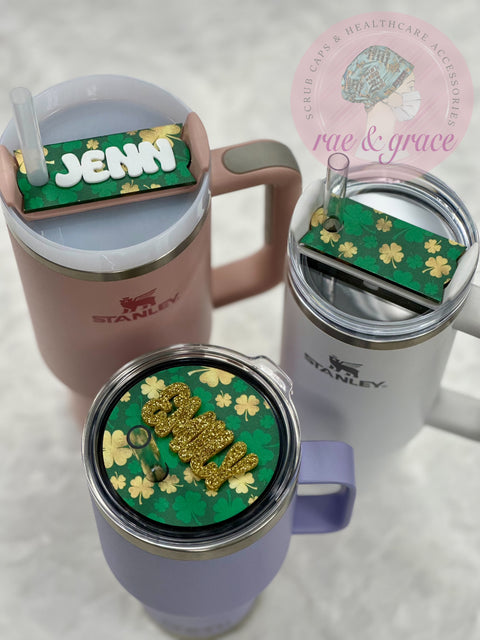 Shamrock Print Personalized (Name) -  Tumbler Tag