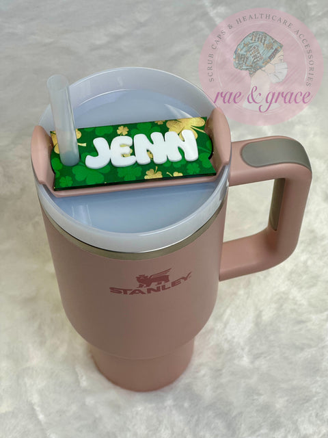 Shamrock Print Personalized (Name) -  Tumbler Tag