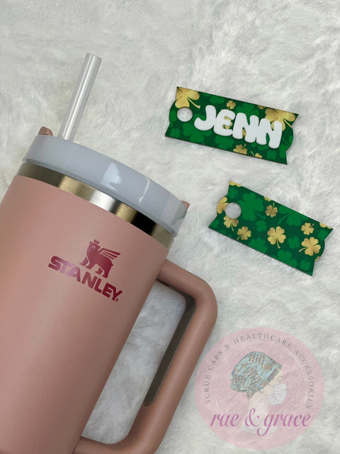 Shamrock Print Personalized (Name) -  Tumbler Tag