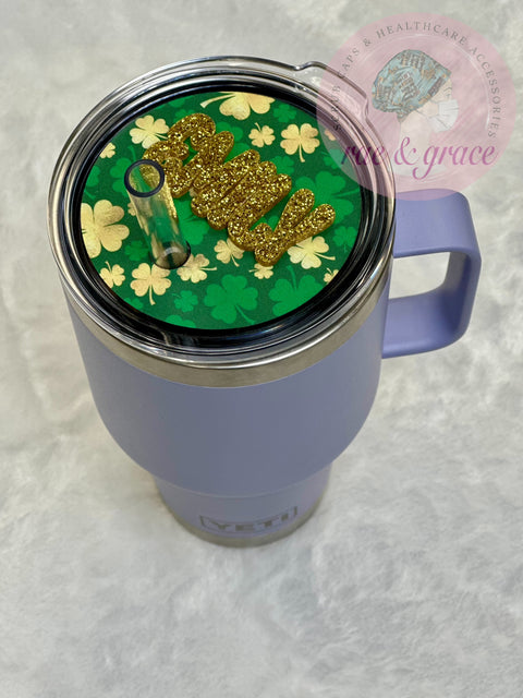 Shamrock Print Personalized (Name) -  Tumbler Tag