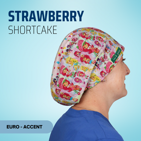 Strawberry Shortcake - Scrub Cap - rae & grace - Euro - Accent Top