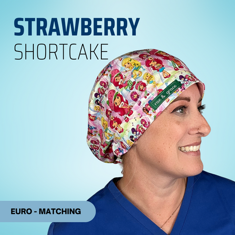 Strawberry Shortcake - Scrub Cap - rae & grace - Euro - Matching Top