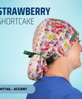 Strawberry Shortcake - Scrub Cap - rae & grace - Ponytail - Accent Top