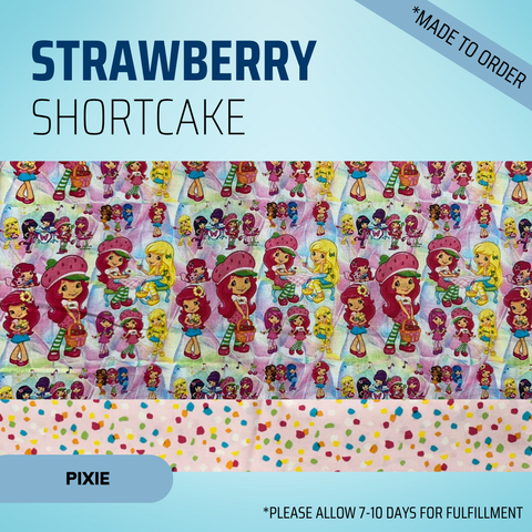 Strawberry Shortcake - Scrub Cap - rae & grace - Pixie - Made to order Please allow 7-10 days for fulfillment.