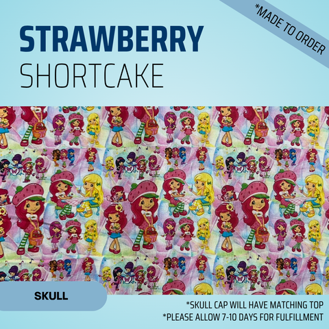 Strawberry Shortcake - Scrub Cap - rae & grace - Skull Cap - Made to order Please allow 7-10 days for fulfillment.