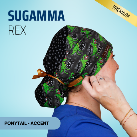 Sugamma Rex - Scrub Cap - rae & grace - Ponytail - Accent Top