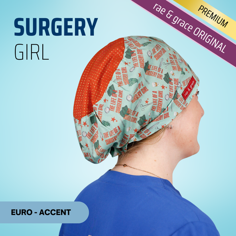 Surgery Girl - Scrub Cap - rae & grace - Euro - Accent Top