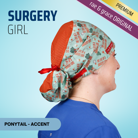 Surgery Girl - Scrub Cap - rae & grace - Ponytail - Accent Top