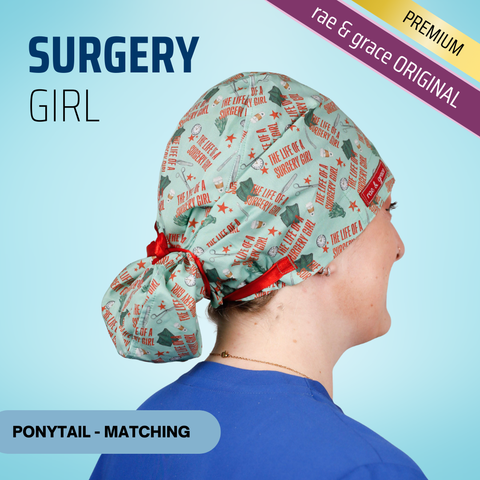 Surgery Girl - Scrub Cap - rae & grace - Ponytail - Matching Top