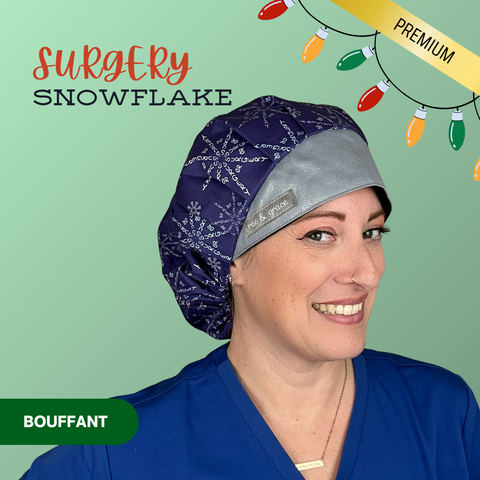 "Surgery" Snowflake - Scrub Cap - rae & grace - Bouffant
