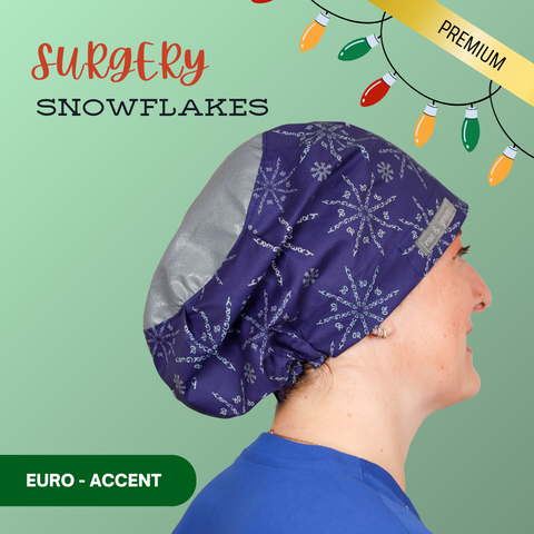 "Surgery" Snowflake - Scrub Cap - rae & grace - Euro - Accent Top