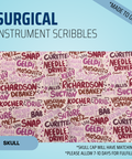 Surgical Instruments Scribbles Pink - Scrub Cap - rae & grace - Skull Cap - Made to order Please allow 7-10 days for fulfillment.