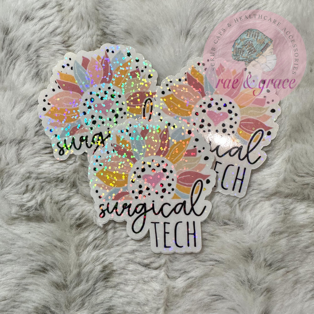 Surgical Tech Sunflower - Glitter Sticker