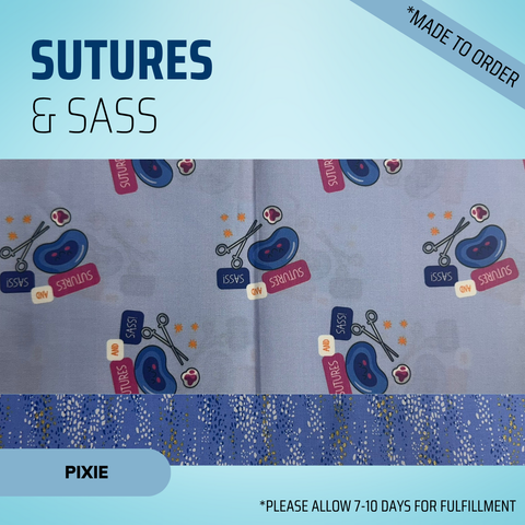 Sutures & Sass - Scrub Cap - rae & grace - Pixie - Made to order Please allow 7-10 days for fulfillment.