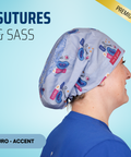 Sutures & Sass - Scrub Cap - rae & grace - Euro - Accent Top