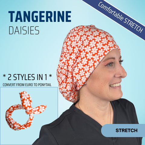Tangerine Disies - Scrub Cap - rae & grace - Stretch