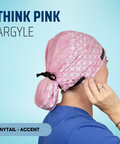Think Pink Argyle - Scrub Cap - rae & grace - Ponytail - Accent Top