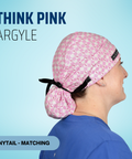 Think Pink Argyle - Scrub Cap - rae & grace - Ponytail - Matching Top