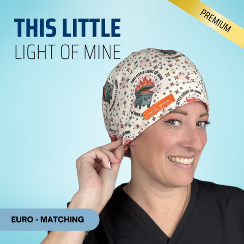 This Little Light Of Mine - Scrub Cap - rae & grace - Euro - Matching Top