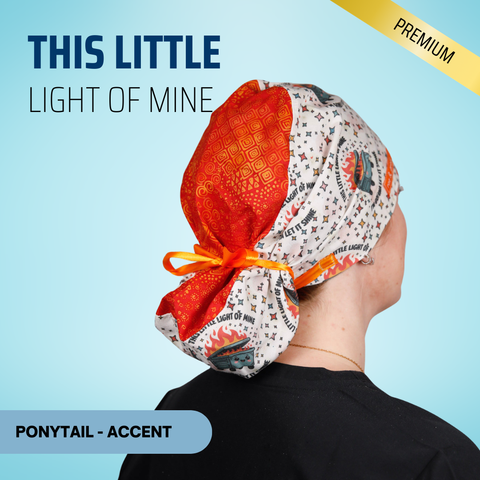 This Little Light Of Mine - Scrub Cap - rae & grace - Ponytail - Accent Top