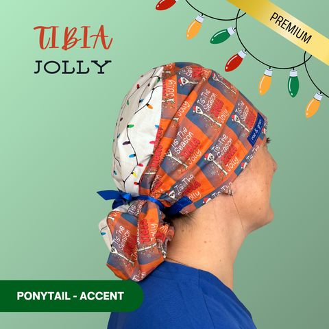 Tibia Jolly - Scrub Cap - rae & grace - Ponytail - Accent Top