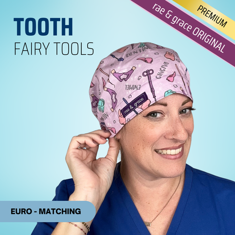 Tooth Fairy Tools - Scrub Cap - rae & grace - Euro - Matching Top
