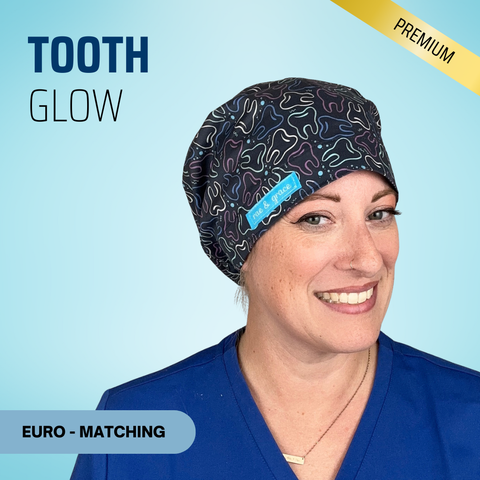 Tooth Glow - Scrub Cap - rae & grace - Euro - Matching Top