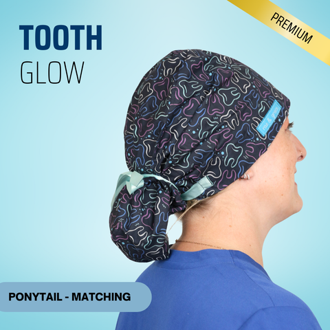 Tooth Glow - Scrub Cap - rae & grace - Ponytail - Matching Top