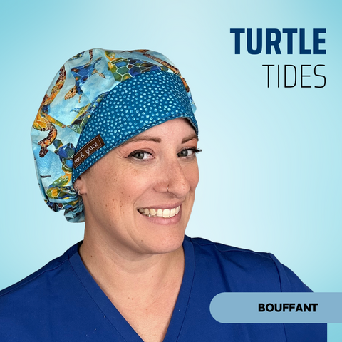 Turtle Tides  - Scrub Cap - rae & grace - Bouffant