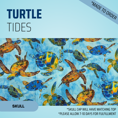 Turtle Tides  - Scrub Cap - rae & grace - Skull Cap - Made to order Please allow 7-10 days for fulfillment.