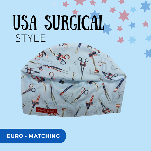 Usa Surgical Style - Scrub Cap - rae & grace - Euro - Matching Top