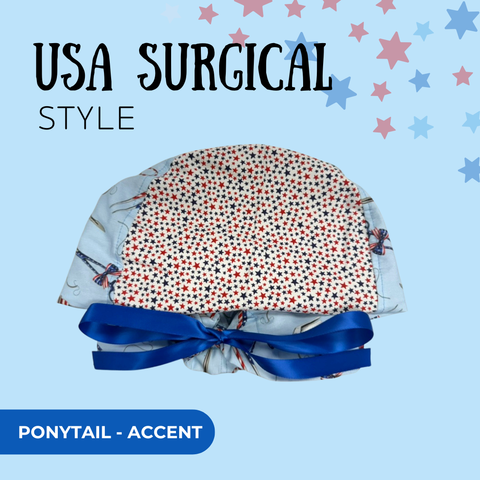 Usa Surgical Style - Scrub Cap - rae & grace - Ponytail - Accent Top