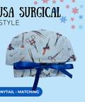 Usa Surgical Style - Scrub Cap - rae & grace - Ponytail - Matching Top