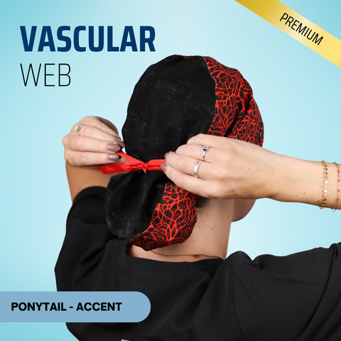 Vascular Web - Scrub Cap - rae & grace - Ponytail - Accent Top