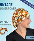 Vintage Flower Power - Scrub Cap - rae & grace - Skull Cap - *Made to order