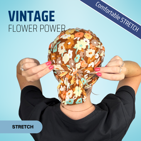 Vintage Flower Power - Scrub Cap - rae & grace - Bouffant
