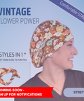 Vintage Flower Power - Scrub Cap - rae & grace - Ponytail - Matching Top